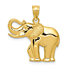 14k Yellow Gold Elephant Pendant with Polished and Satin Finish 5/8in