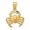 14k Yellow Gold Small Crab Pendant with Brushed Finish