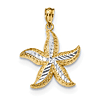 Fancy Starfish Pendant 3/4in 14k Yellow Gold with Rhodium