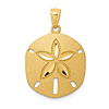 14k Yellow Gold Satin Diamond-cut Sand Dollar Pendant 3/4in