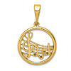 14k Yellow Gold Round Musical Notes Pendant 3/4in
