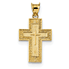 14kt Yellow Gold 3/4in Spanish Lord's Prayer Cross Pendant