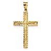 14k Yellow Gold Diamond-cut Latin Cross with Bead Blast Finish 1in