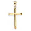 14k Yellow Gold 1in Hollow Latin Tube Cross Pendant