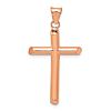 14k Rose Gold Tube Cross Pendant 1in