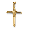14kt Yellow Gold 1in Wrapped Tube Cross Pendant