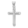 14k White Gold Tube Cross Pendant 3/4in