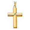 14k Yellow Gold Hollow Wide Latin Cross Pendant 1.25in