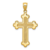 14k Yellow Gold Satin and Polished Budded Cross Pendant 1in