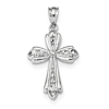 14k White Gold Fancy Cross Pendant with Beads 7/8in