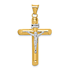 14k Two-tone Gold Tube INRI Crucifix Pendant 1in