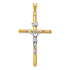 14k Two-tone Gold 1.75in Hollow INRI Crucifix with Sloped Tips