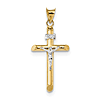 14kt Two-tone Gold 1in Hollow INRI Crucifix with Sloped Tips
