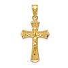 14k Yellow Gold Diamond-cut Tapered Crucifix Pendant 3/4in