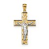 14k Two-tone Gold Diamond-cut Large Crucifix with Vines 1in