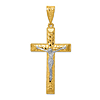 14k Two-Tone Gold Men's Diamond-Cut Crucifix Pendant 2in
