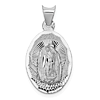 14k White Gold Diamond-cut Oval Lady Of Guadalupe Pendant 3/4in