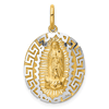 14k Two-Tone Gold Fancy Oval Our Lady Of Guadalupe Pendant 3/4in