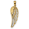 14kt Two-tone Gold 1in Fancy Angel Wing Pendant