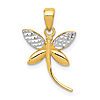 14k Yellow Gold Dragonfly Pendant with Rhodium