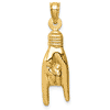 14k Yellow Gold 3-D Mano Cornuto Good Luck Pendant 1in