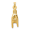 14k Yellow Gold Mano Cornuto Rock On Sign Charm 3/4in