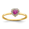 14k Yellow Gold Pink and White Cubic Zirconia Heart Ring