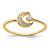 14k Yellow Gold Cubic Zirconia Moon Ring