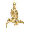 14k Yellow Gold Flying Hummingbird Charm with Textured Finish