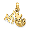 14k Yellow Gold I Love My Cat Pendant