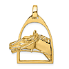 14k Yellow Gold Horse In Stirrup Pendant