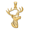 14k Yellow Gold Deer Head Pendant 1in