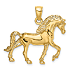 14k Yellow Gold Walking Horse Pendant 1in