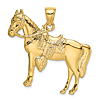 14k Yellow Gold Horse With Saddle Pendant