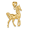 14k Yellow Gold 3-D Standing Horse Pendant in