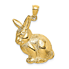 14k Yellow Gold Sitting Rabbit Pendant 1in