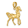 14k Yellow Gold 3-D Horse Pendant 3/4in