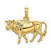 14k Yellow Gold Three Dimensional Bull Pendant