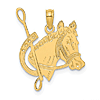 14k Yellow Gold Horse Head and Horse Shoe and Whip Pendant 5/8in