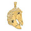 14k Yellow Gold Horse Head Pendant with Mane 1 1/8in