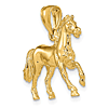 14k Yellow Gold 3-D Standing Horse Pendant 3/4in