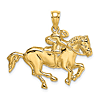 14k Yellow Gold Racing Jockey on Horse Pendant 7/8in