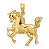 14k Yellow Gold Cantering Horse Pendant 1in