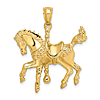 14k Yellow Gold Carousel Horse Pendant 1in