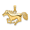 14k Yellow Gold Sprinting Horse Pendant 5/8in