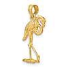 14k Yellow Gold 3-D Flamingo Pendant With Head Up