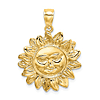 14k Yellow Gold Smiling Sun Pendant 7/8in
