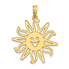 14k Yellow Gold Smiling Sun Pendant 7/8in
