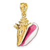 14k Yellow Gold Pink and White Conch Shell Pendant 3/4in