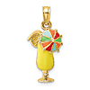 14k Yellow Gold Enamel Tropical Drink Charm with Umbrella